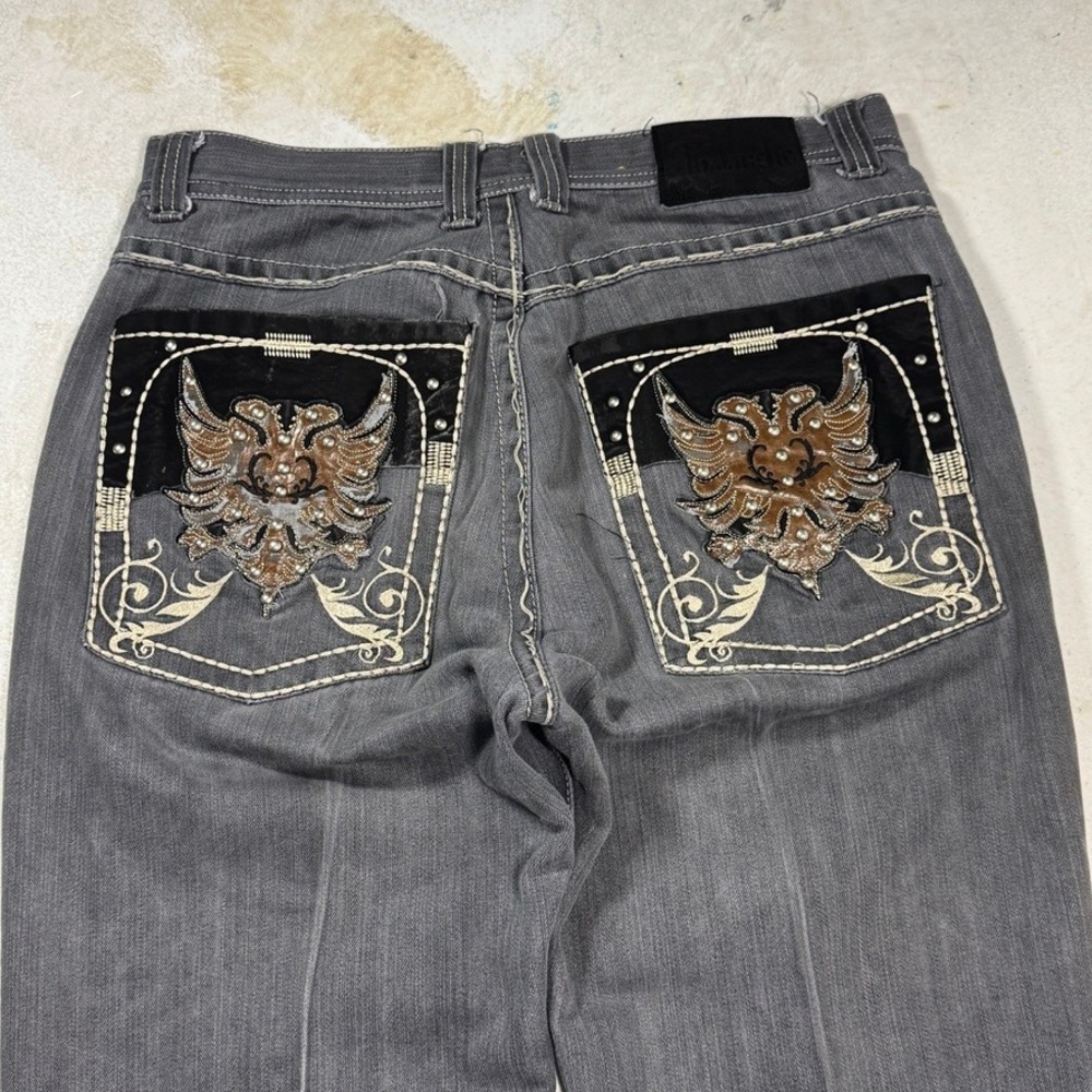 Vintage Y2K Avalanche Jeans Embroidered Eagle Back Pocket 36x32 Y2K Streetwear